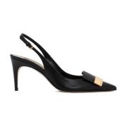 Sergio Rossi Svart Läder Slingback Pumps Black, Dam