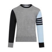 Thom Browne Blå Crewneck Ulltröja Multicolor, Herr