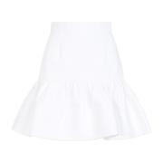 Patou Vit Bomull Mini Kjol Volang White, Dam