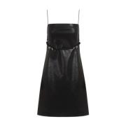 Givenchy Svart Lamm Läder Mini Klänning Black, Dam