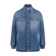 Alexander McQueen Blå Denim Quiltad Skjorta Ss24 Blue, Herr