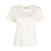 Golden Goose Randig bomullst-shirt med grafiskt tryck Multicolor, Dam