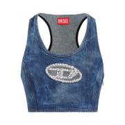 Diesel Blå Denim Bomullstopp Blue, Dam