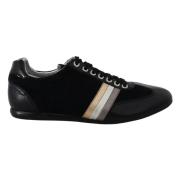 Dolce & Gabbana Svarta Logo Läder Casual Sneakers Black, Herr