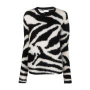 Dries Van Noten Zebra Intarsia Crew Neck Sweater Multicolor, Dam