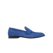 Scarosso Blå Mocka Penny Loafers Blue, Herr