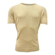 Gran Sasso Linne T-shirt, Rund hals, Sand Beige, Herr