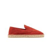 Scarosso Suede Penny Loafer Espadrilles Red, Herr