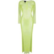 Santa Brands Glittrande Diamant Mesh Maxi Klänning Green, Dam