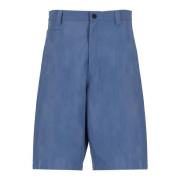 Maison Kitsuné Blå Bomull Bermuda Shorts Hög Midja Blue, Herr