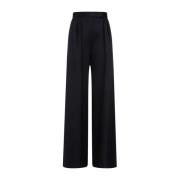 Max Mara Svarta Wide Leg Scuba Byxor Black, Dam