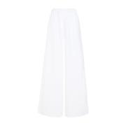 Max Mara Vita Bomull Breda Ben Byxor White, Dam