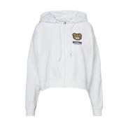 Love Moschino Vit Zip Hoodie för Kvinnor White, Dam