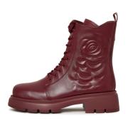 Cesare Gaspari Bordeaux Läder Platform Ankelboots Red, Dam