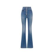 Elisabetta Franchi Högmidjade Palazzo Jeans Blue, Dam