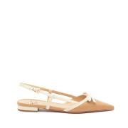 Roberto Festa Beige och vita läder slingback skor Beige, Dam