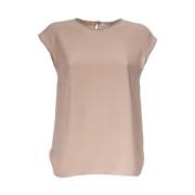 Le Tricot Perugia Silkeblandad Ärmlös Asymmetrisk T-shirt Beige, Dam