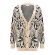 Cesare Gaspari Lyxig V-ringad Cardigan för kvinnor Beige, Dam