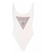 Guess Vit Rhinestone Triangel Baddräkt White, Dam