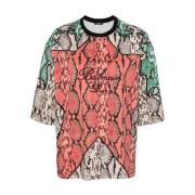 Balmain MultiColour Python Print Broderade T-shirts Multicolor, Dam