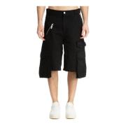 Gcds Denim Långa Shorts Black, Herr