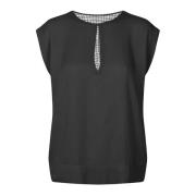 Rabens Saloner Elegant Svart Rosalyn Blus med Spetsdetalj Black, Dam