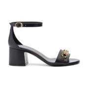 Stuart Weitzman Signatur Sandal med Horsebit Accent Black, Dam