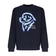 Fay Sweatshirt med 3D-effekt och Broderad Slogan Blue, Herr