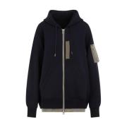 Sacai Blå Hoodie Herr Casual Stil Blue, Herr