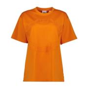 Burberry Oversized Rund Hals Broderad T-shirt Orange, Dam