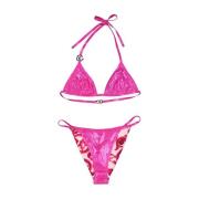 Dolce & Gabbana Metallisk Triangel Bikini med Majolica Foder Pink, Dam