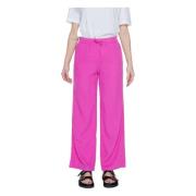 Only Linne Pull-Up Wide Leg Byxor Pink, Dam