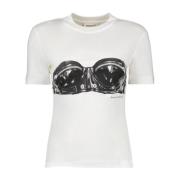 Alexander McQueen Biker T-shirt med Tryckt Logo White, Dam