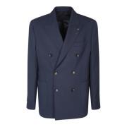 Lardini Blå Ull Dubbelknäppt Blazer Blue, Herr