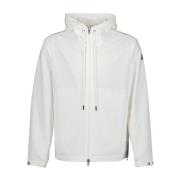 Moncler Nylon Zip-Through Hoodie White, Herr