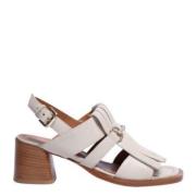 Guglielmo Rotta Elegant Lädersandal med Fransar White, Dam