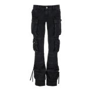 The Attico Svarta Cargo Jeans Med Låg Midja Black, Dam