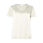 Liu Jo Brun Satin Stretch Rund Hals T-shirt White, Dam