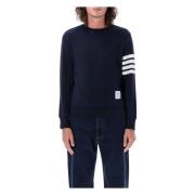 Thom Browne Marinblå Klassisk Crewneck Stickat för Män Blue, Herr