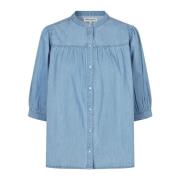 Lollys Laundry Blå Skjortblus med Puffärmar Blue, Dam