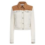 Marni denim trucker jacket med kontrast yoke White, Dam