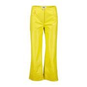 Msgm Flared Faux Leather Pants Yellow, Dam