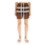 Burberry Check Silk Shorts för Kvinnor Brown, Dam
