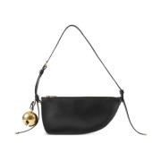 Burberry Svart Mini Shield Läder Axelväska Black, Dam