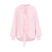 Victoria Beckham Silkesblus Rosa Lila Romantisk Orkidé Pink, Dam