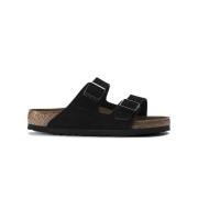 Birkenstock Svart Mocka Tvåremssandaler Black, Dam