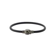 Alexander McQueen Svart Skull Armband Black, Herr