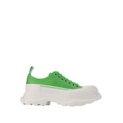 Alexander McQueen Grön/Vit Läder Tread Slick Sneakers Multicolor, Dam