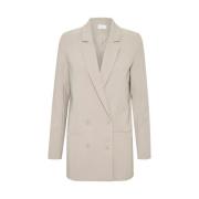 Gestuz Klassisk Dubbelknäppt Blazer Beige, Dam