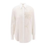 Brunello Cucinelli Vit skjorta med spetskrage Made in Italy White, Dam